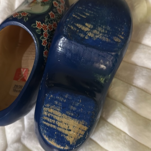 Wooden clogs shoes HOLLAND blue windmill flowers 29/30 kids 11.5 12 - Picture 7 of 9